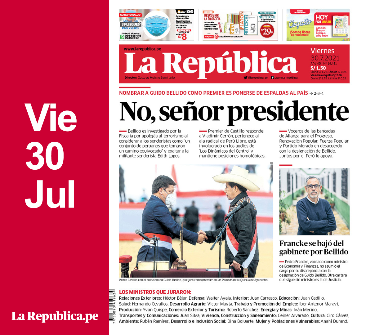 larepublica_pe's tweet image. ¡Buenos días! 

Nuestra portada de hoy ► bit.ly/3ldmVJm