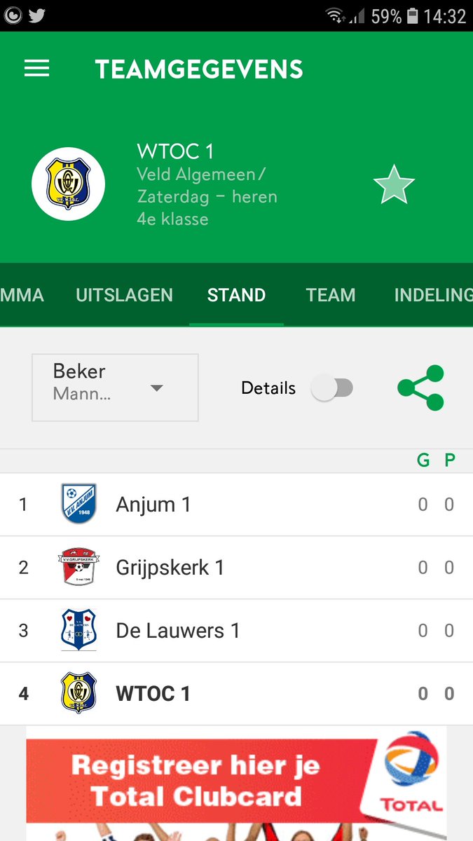 Bekerindeling heren1: