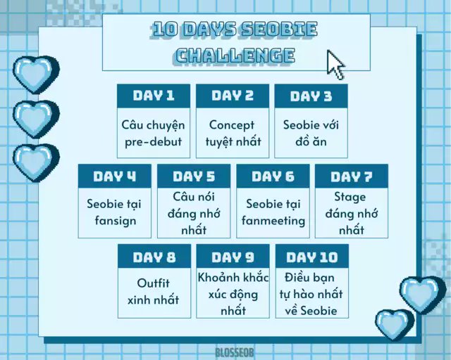 BlosSeob's tweet photo. 🌸 10 DAYS SEOBIE CHALLENGE WITH BLOSSEOB 🌸

Join us in this little challenge to celebrate Hyeongseop's 23rd birthday 🥰

Cùng Blosseob tham gia challenge này để mừng sinh nhật thứ 23 của Hyeongseop nha!~ ^-^

#ahnhyeongseop #안형섭 #hyungseob #형섭 https://t.co/tTTewuSESU