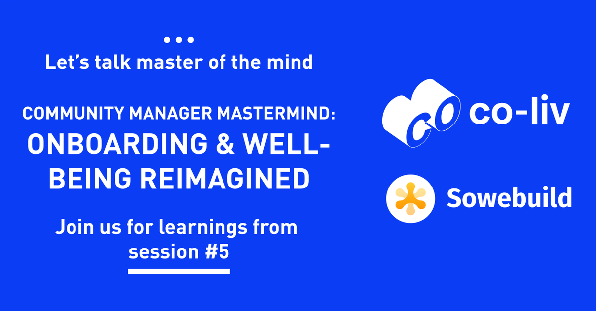 Sowebuild's tweet image. Today we want to share with you the insights from our 5th Mastermind session, centered around onboarding and wellbeing in coliving communities. 

Read on ⬇️
@loona_lovegood
linkedin.com/pulse/mastermi…

#wellness #wellbeing #coliving #community