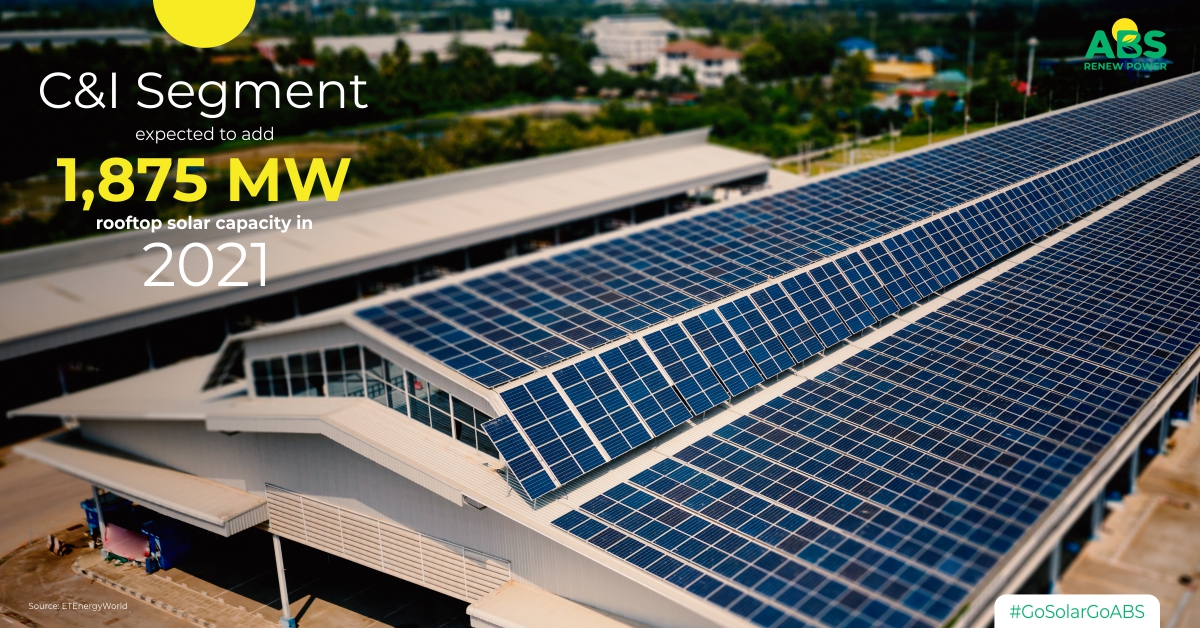 ABSRenewPower's tweet photo. save on electricity costs &amp; contribute to corporate renewable energy targets.

The rate of rooftop solar capacity addition by C&amp;I consumers in India will accelerate this year.

#GoSolarGoABS #solarenergy #cleanenergy #solarindia #renewables #renewableenergy https://t.co/mSqTAIRL54