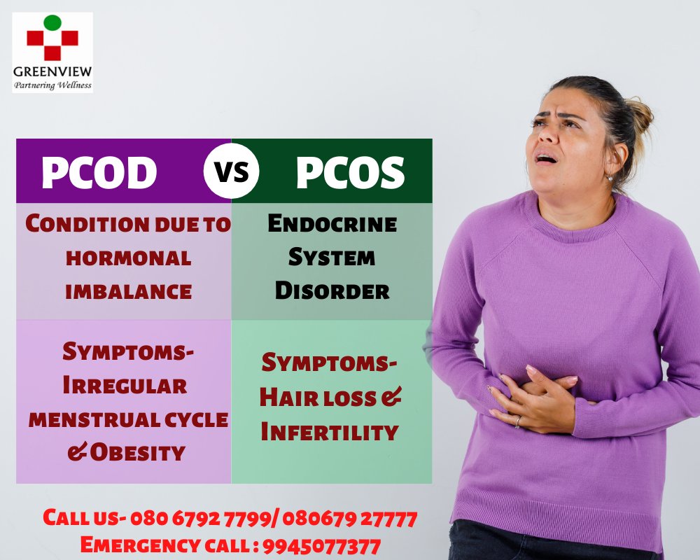 GreenviewAshok's tweet image. PCOD Vs PCOS
Seek an  Expert Opinion Now…!
Call us- 080 6792 7799/ 080679 27777
Emergency call : 9945077377
#PCOD #PCOS #PCODSymptoms #PCOSSymptoms #PCODTreatment #PCODProblem #Greenview #GVMC