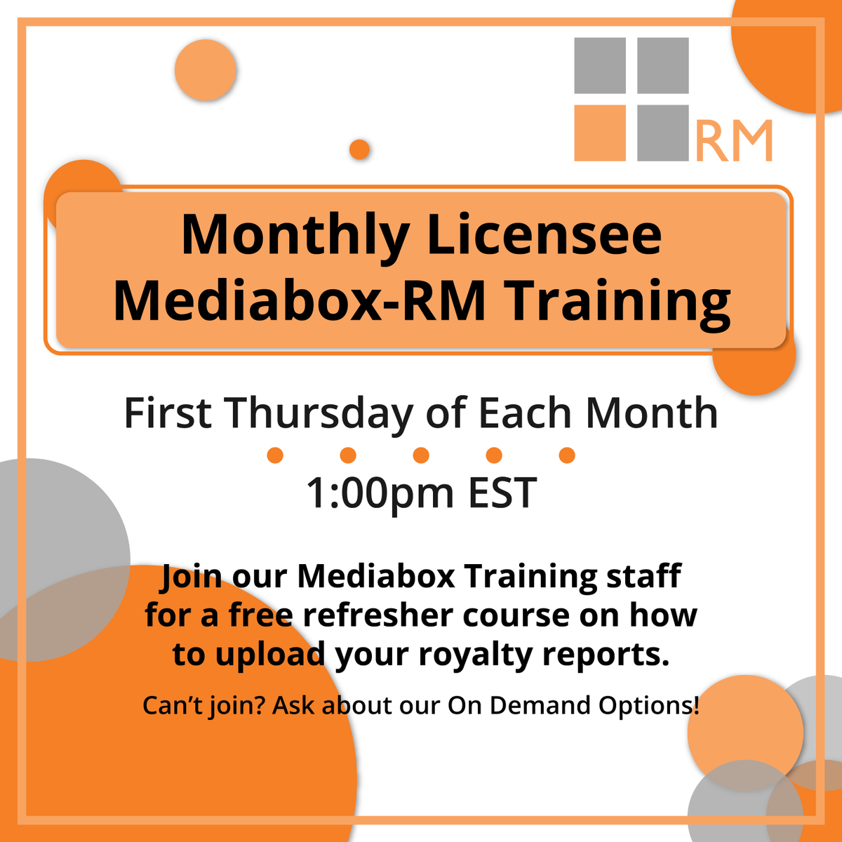 FREE for #Licensees! We'll walk you thru the easy steps to report sales and #royalties via #MediaboxRM. mymediabox.com/webinars/