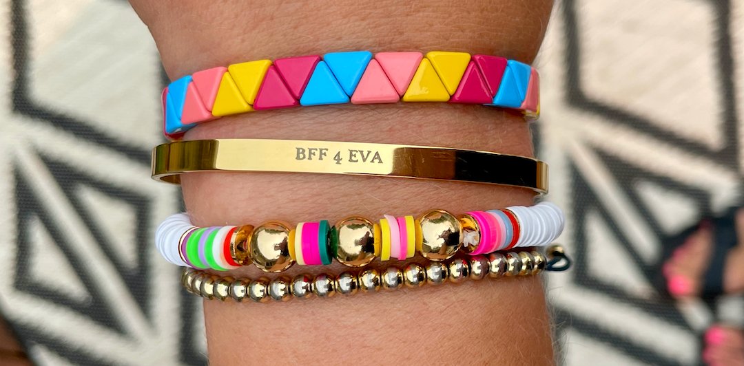 Buy BFF Best Friends Friendship Bracelets Personalized Stretch Beaded  Letter Bead Word Name Bracelet Set Custom BFF VSCO Jewelry Gift Online in  India - Etsy