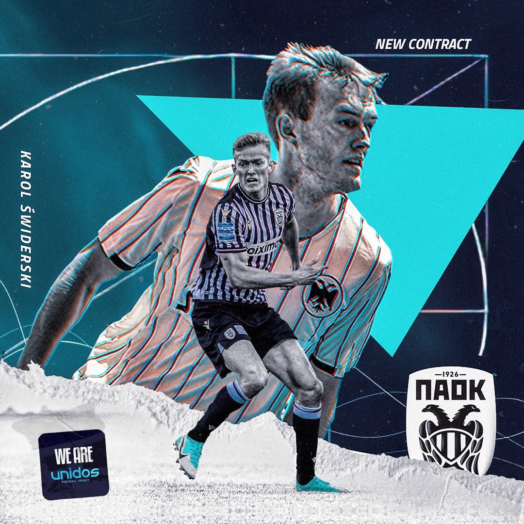 UnidosAgency's tweet photo. 🆕📝 Karol Świderski podpisał nowy kontrakt z @PAOK_FC do 2️⃣0️⃣2️⃣4️⃣. 
Ogromnie gratulujemy i życzymy powodzenia w nadchodzącym sezonie @Swiderski97 ! ⚫️⚪️🦅💎 
——
#WEAREUNIDOS #swiderski2024 #swarovski https://t.co/VRDU9Gp8xy