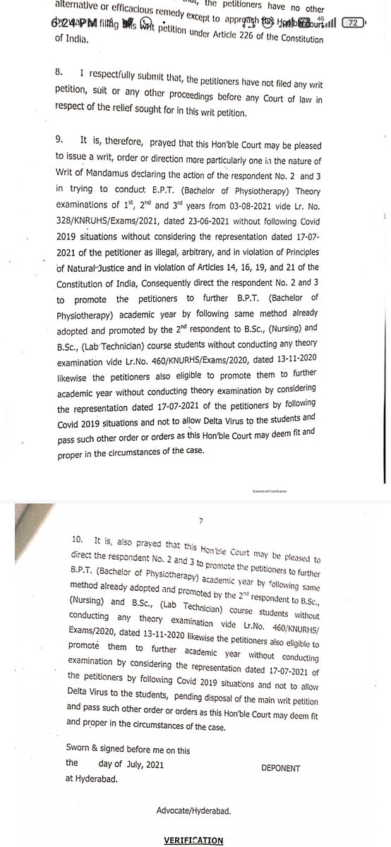 VenkatBalmoor's tweet photo. @TSNSUI filed a PIL in Telangana High Court on behalf of Physiotherapy Students, with the aid &amp; advise of @INCTelangana Legal Cell. PIL will be heard on Monday, i.e., 02.08.2021. The PIL was filed to promote the students without theory Exams, as  declared previously by VC, KNRUHS https://t.co/23eiv1hWNg