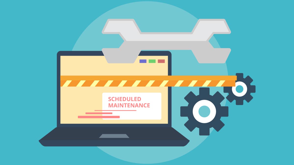 computer that says scheduled maintenance