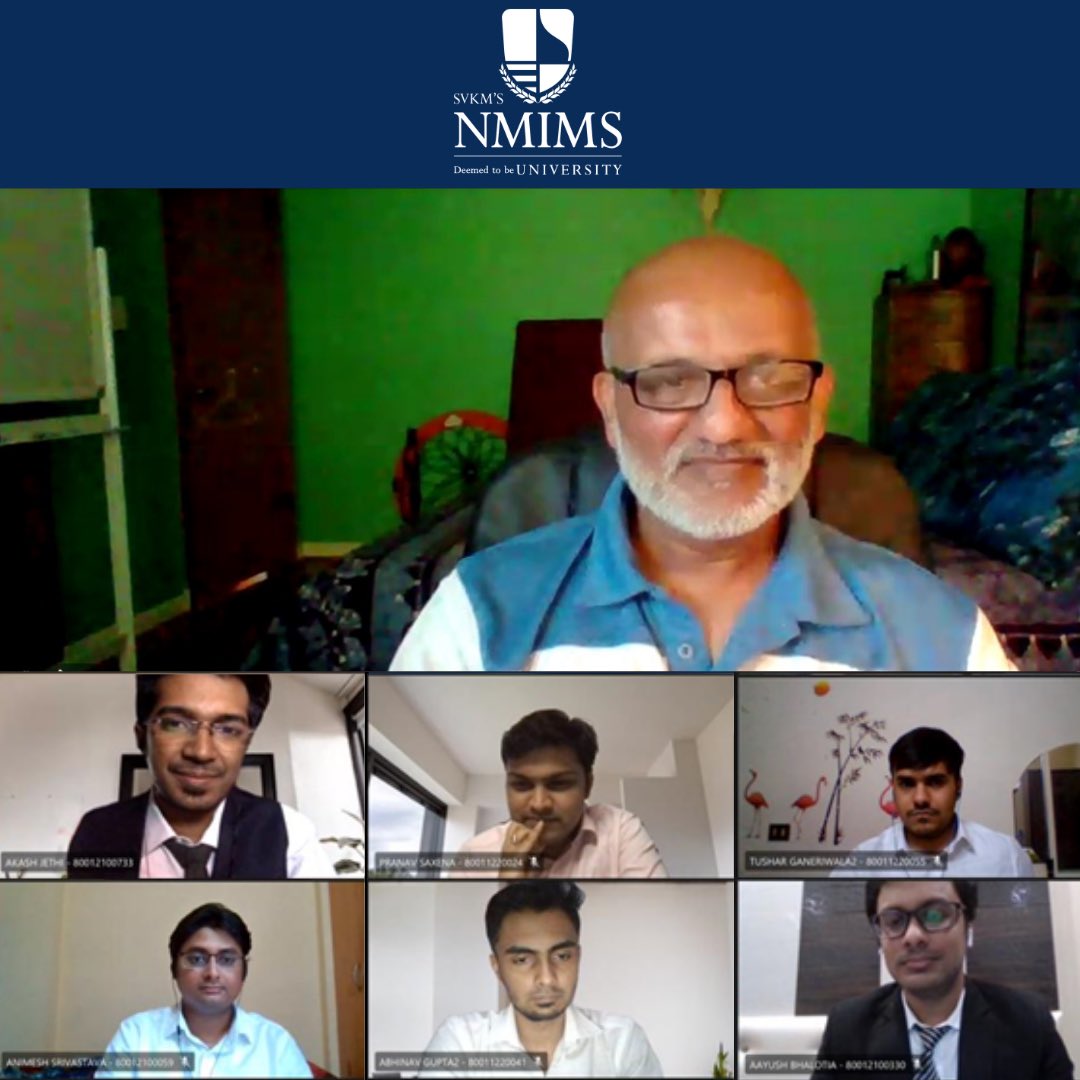 NMIMSBangalore's tweet photo. The Academic Committee of NMIMS Bangalore was delighted to host Dr. Satish Nargundkar for an insightful and interactive session on the topic - “Presentation of analytics results to a client”. 

#AcadComm #VirtualGuestLecture #NMIMSBangalore #Analytics https://t.co/0CzB125lOH