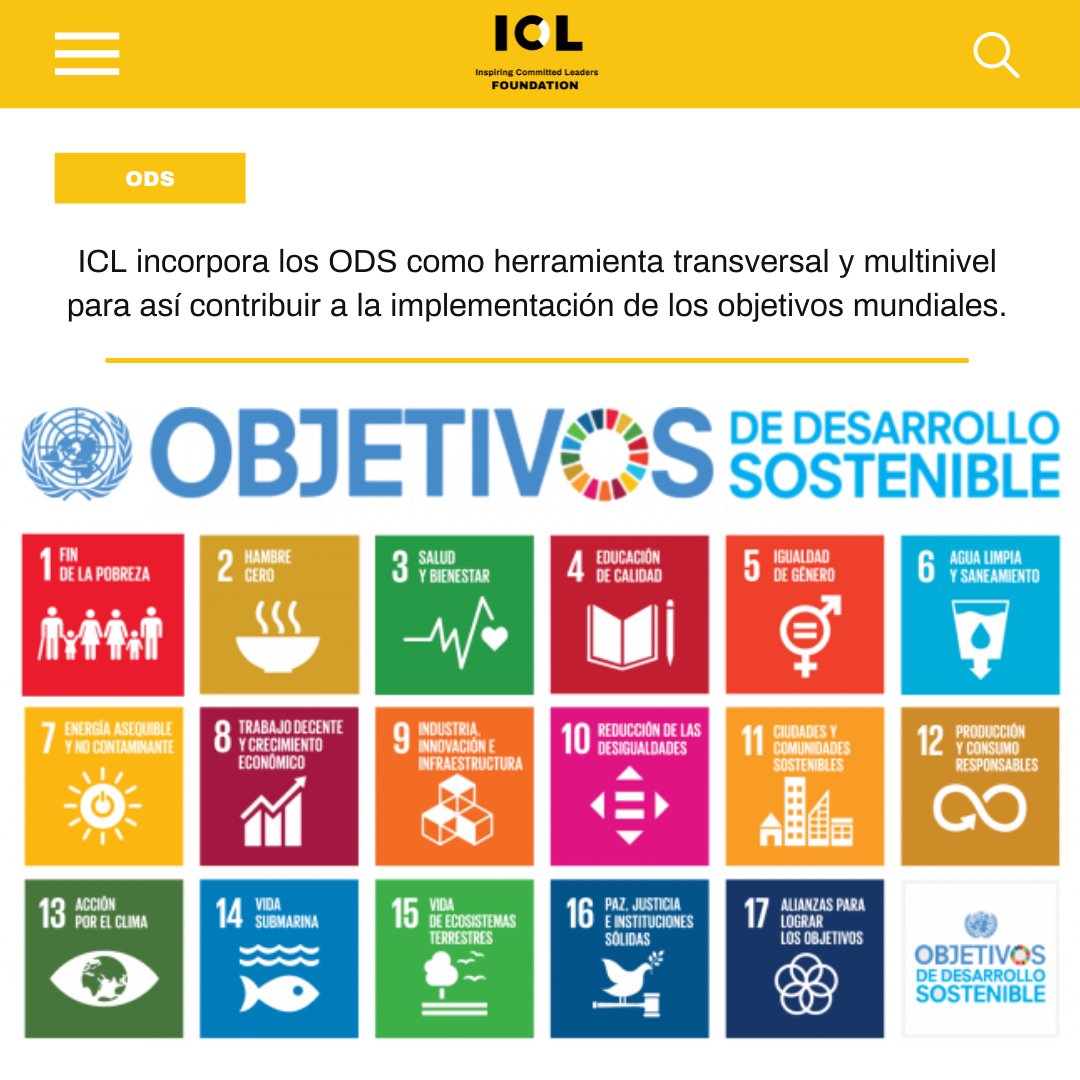 ☑️ En ICL, la agenda 2030 para el Desarrollo Sostenible y los 17 Objetivos de Desarrollo Sostenible son una hoja de ruta y de guía en nuestro trabajo.

#icl #foundationicl #inspiringcommittedleaders #iclfoundation #fundacionicl #fundaciónicl