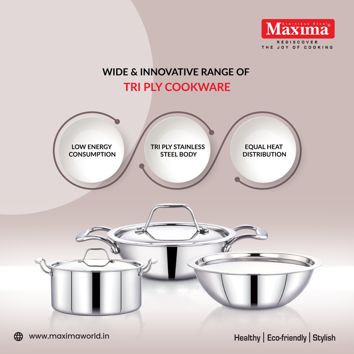 maximakitchen's tweet photo. Now Cook in
✔ Low energy
✔ Tri Ply stainless steel body
✔ Equal heat distribution
Learn more about the faster cooking cookware here👉 https://t.co/DKvtPv8tWI
#cooking #kitchen #homeappliances #easycooking #kitchenideas #kitchenappliances #samrathouseware #maximaworld https://t.co/jREIRObaJX