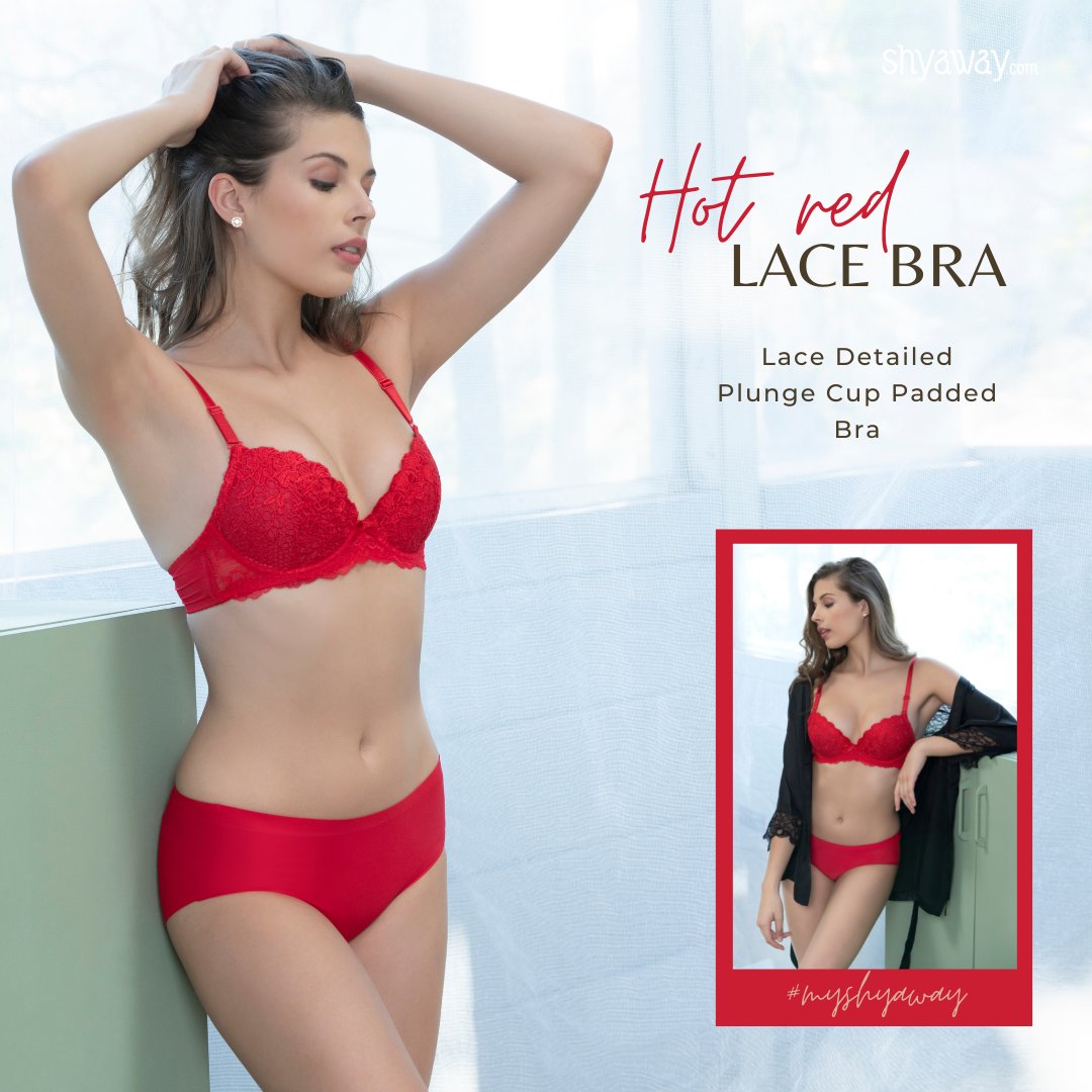 Shyaway on X: Red lingerie has the magic to make you feel sexy. A red lace  bra is a fashion essential and it's a must-have in your wardrobe. Get your  hands on