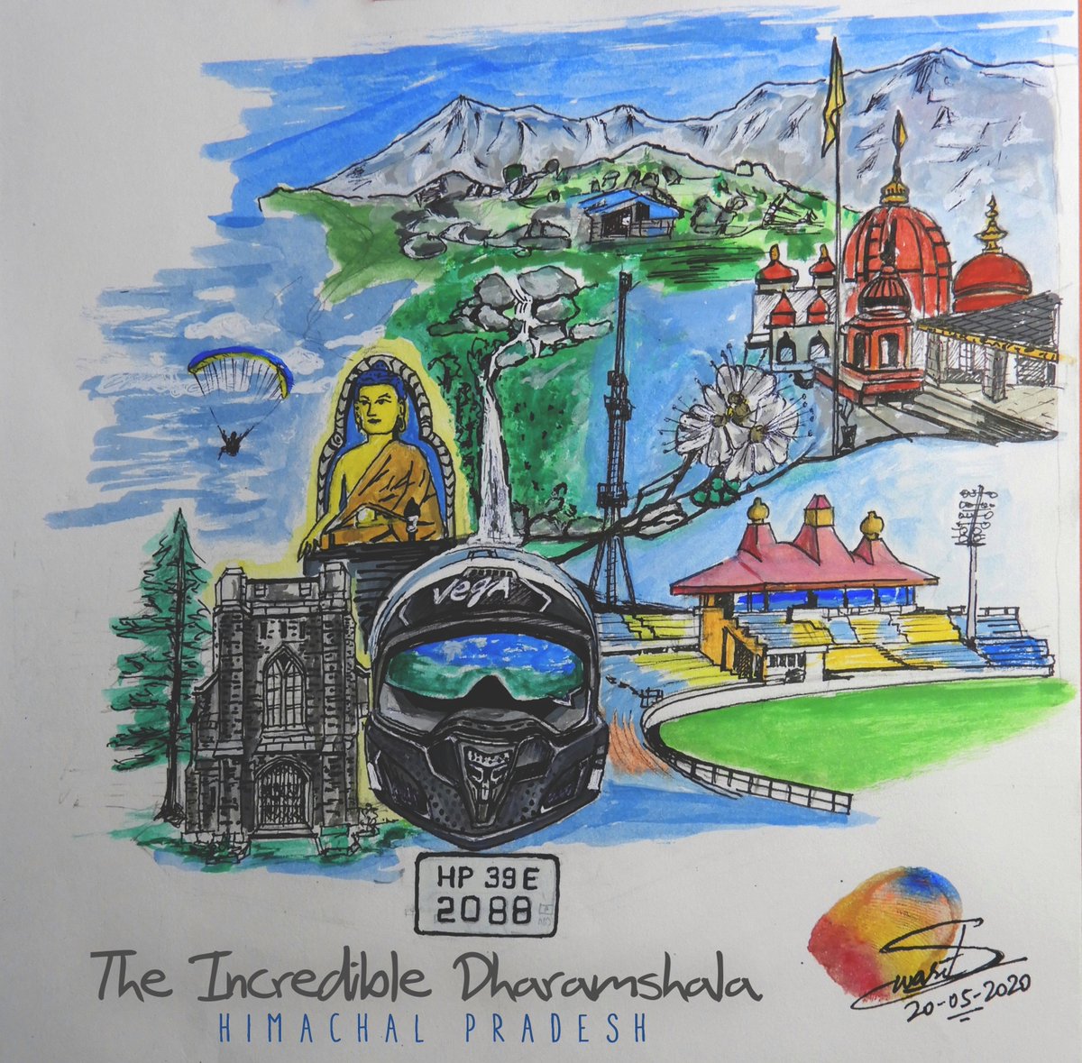 SWARIT4895's tweet photo. The Incredible Dharamshala: one of my efforts to depict the beauty of hometown.

#dharamshala #HimachalPradesh #watercolorart #stjohnchurch #mcleodganj #india #Buddhism #hindu #himanchal https://t.co/XIVXlZmaMc
