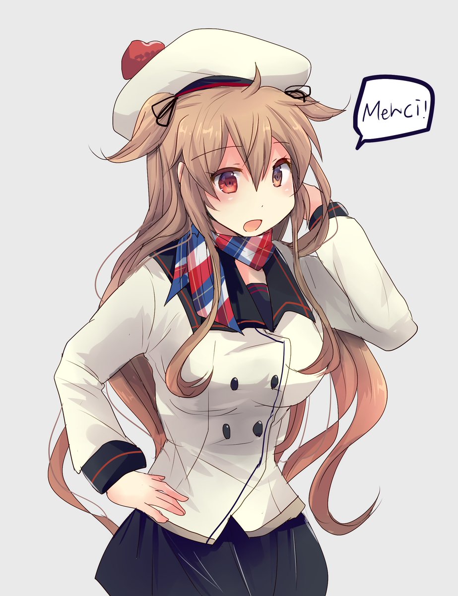 commandant teste (kancolle) ,murasame (kancolle) ,murasame kai ni (kancolle) 1girl solo cosplay long hair hat scarf beret  illustration images