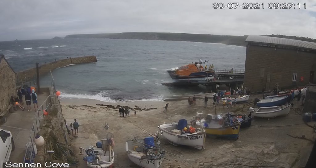 #SennenCove lifeboat just re-housing after 11 hours at sea in #StormEvert dealing with multiple incidents around the Isles of Scilly throughout the night. 
Incredible commitment to #SaveLivesAtSea by the @RNLI #volunteers