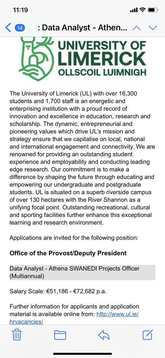 Wonderful opportunity to join the UL Human Rights EDI team. Looking for an expert in data analytics. Closing date 6th August. See the UL Vacancies page for further details