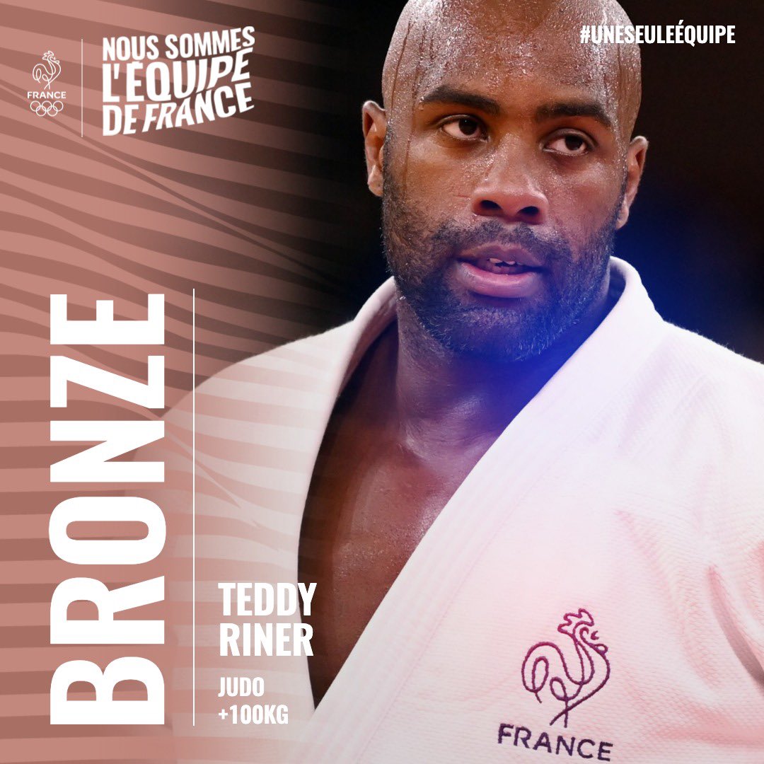 EquipeFRA's tweet image. 🇫🇷 LA MÉDAILLE DE BRONZE POUR TEDDY RINER (+100KG) ! 🥉

Pas la couleur espérée, mais c’est une 4e médaille olympique 👊 MERCI !

#AllezLesBleus #Tokyo2020