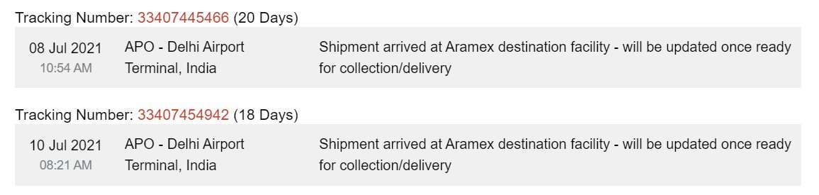 @Aramex Give me date and time.

23 Days my shipment is in India still you not able to deliver.

#Aramex #AramexGlobal #UpUp #AramexHeroes  #أرامكس #أرامكس_العالمية