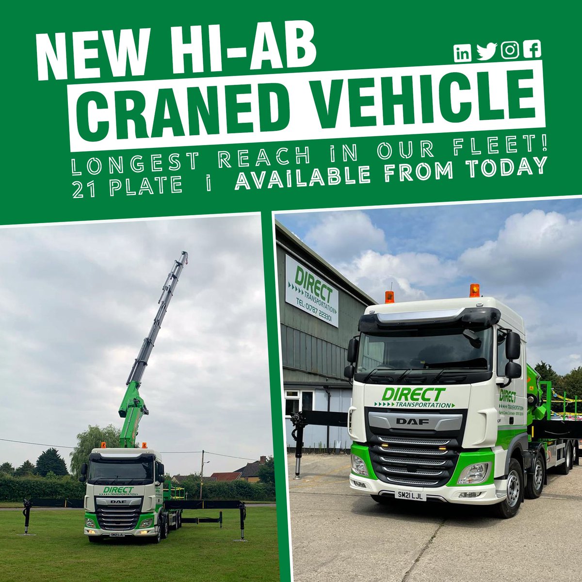 Directtranspor1's tweet photo. 🆕➡️🚛  We have a brand new hi-ab craned vehicle which now has the longest reach within our fleet. 

It’s available for use now, get in touch if interested! #DT #DirectTransportation https://t.co/GejS57nePj
