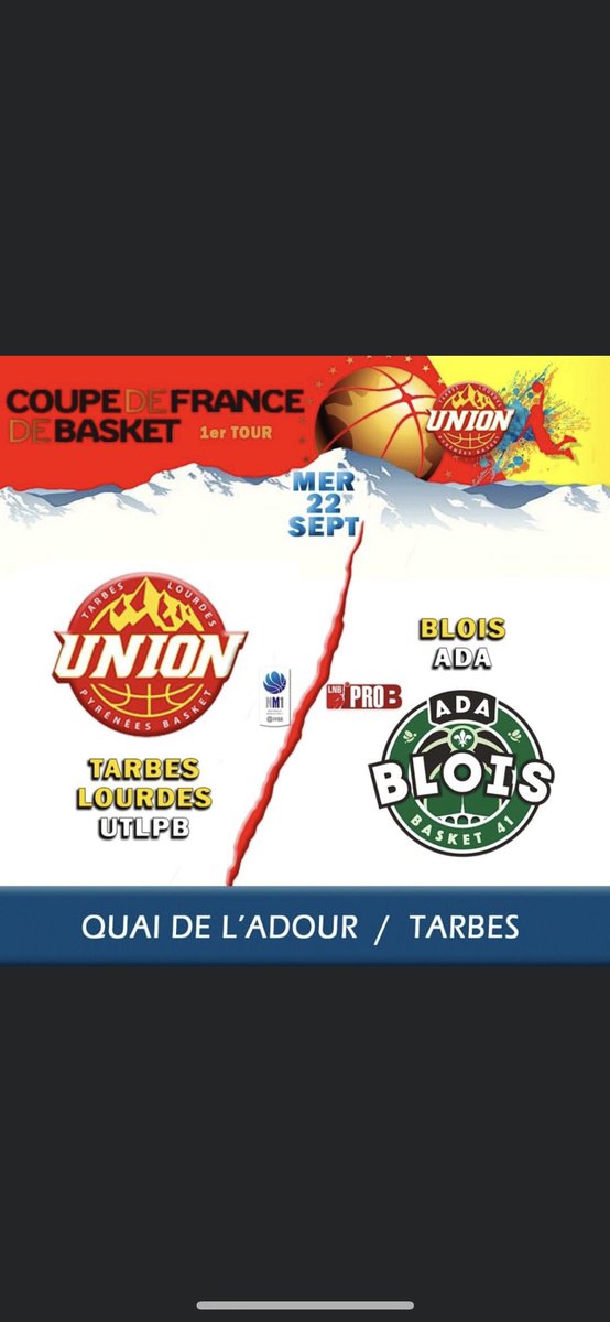 UTLPB1's tweet image. ⚠️A vos agendas⚠️ 

Nous recevrons le club de pensionnaire de ProB à Tarbes le mercredi 22 Septembre à Tarbes 

On espère pouvoir vous recevoir nombreux à cette occasion pour lancer de la meilleure des manières cette nouvelle saison 

#uboys