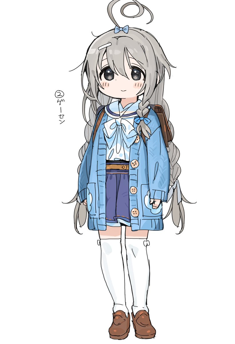 1girl solo overalls grey hair animal ears boots long hair  illustration images