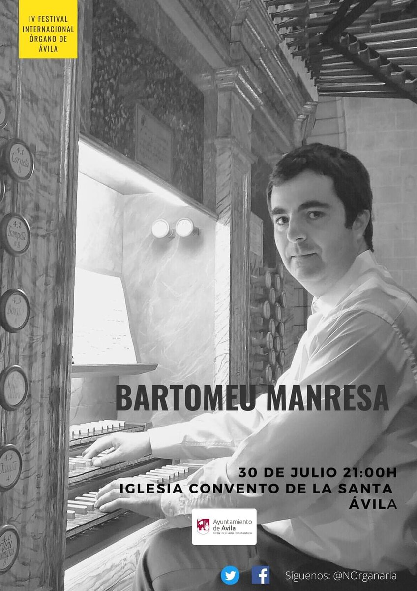Msol59's tweet photo. 😃 📢📢 Atención!!📢📢 Esta tarde, 21:00h, #Ávila #ConventoDeLaSanta😊
Concierto del🎶🎹🎹🎶 #ÓrganoCavaillé-Coll (no sabía q se llamaba así este órgano🤔Graciasssss @javiorganista😊👍🏾😉🤗)
📢#NoOlvidarse!📢🎶😍
#Bach🥰 #Mendelssohn...
😃Sonarán🎶🎹🎶 de la mano #BartomeuManresa https://t.co/Givkzcrkkc