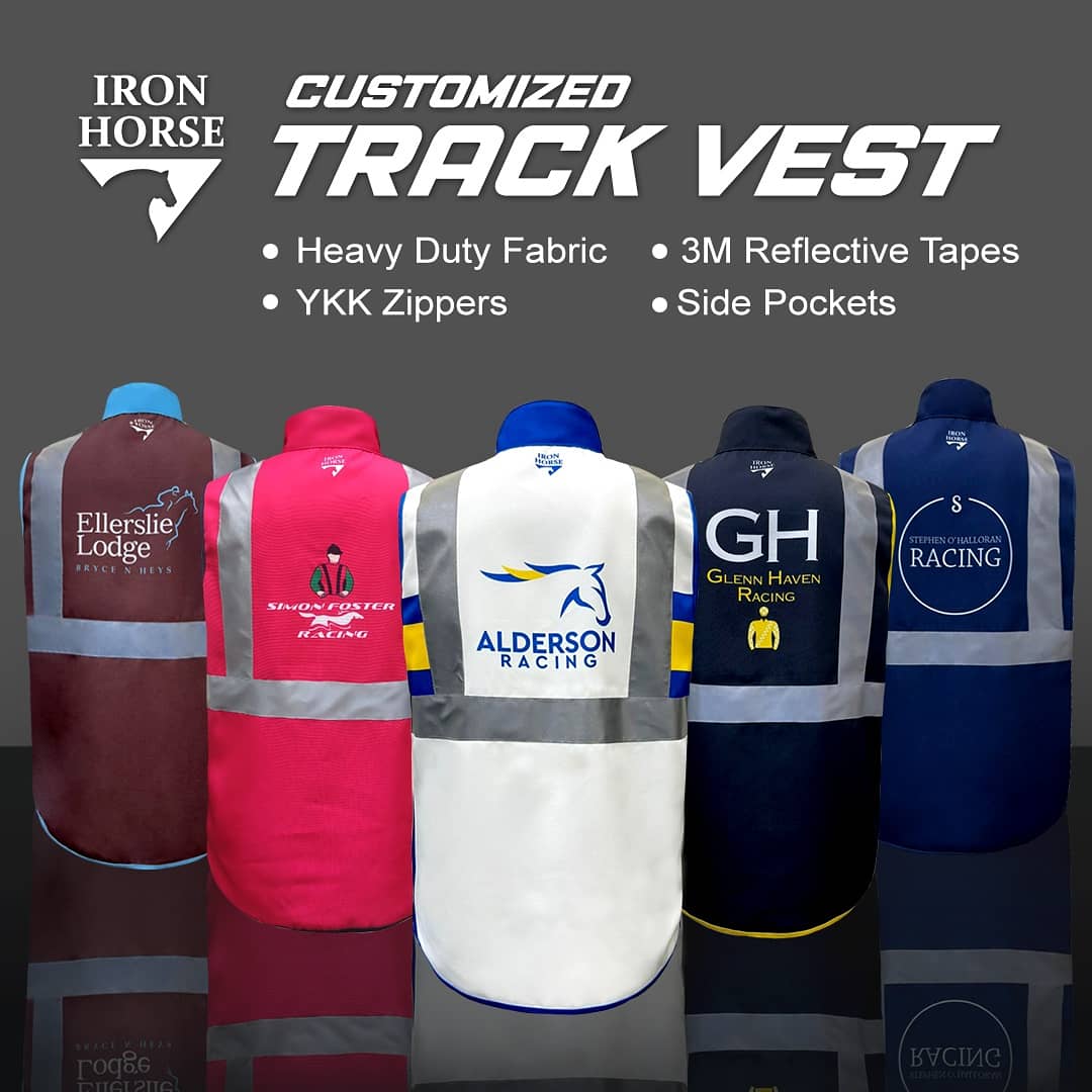 Customized Track Vests By Iron Horse Global

☑️ Heavy Duty Fabric
☑️ Side Pockets
☑️ YKK Zippers
☑️ 3M Reflective Tapes
☑️ 4 Way Stretch Fabric Side Panel

<a href="/markeysaddlery/">markeysaddlery</a>

#ironhorse #ironhorseglobal 
#markeysaddlery #trackwork 
#horsetraining #horses
#HorseRacing
