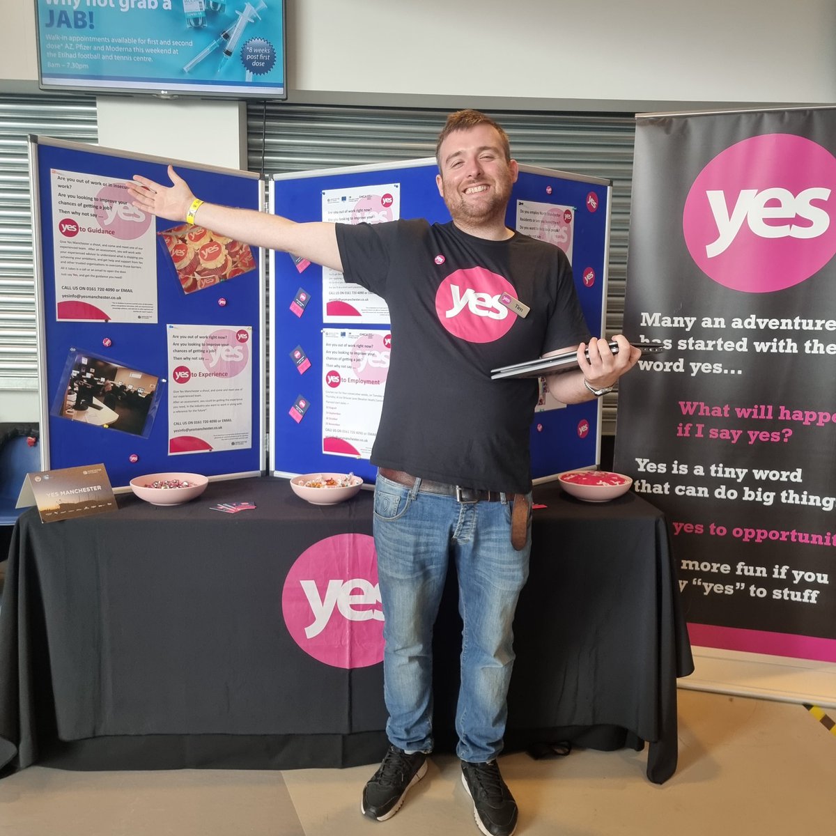 We're here at the Market Place jobs fair at Manchester City’s Etihad Stadium and it's starting to get busy. #Marketplacejobsfair2021 #yesmcr