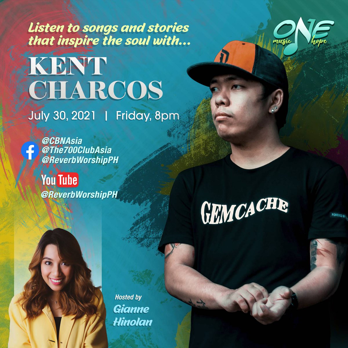 CBNAsia's tweet photo. Welcome the weekends with music from Davao City's Kent Charcos in #OneMusicOneHope, tonight, July 30, 8 pm, LIVE on CBN Asia Facebook page and Reverb Worship PH YouTube channel. https://t.co/jDepAf7tad