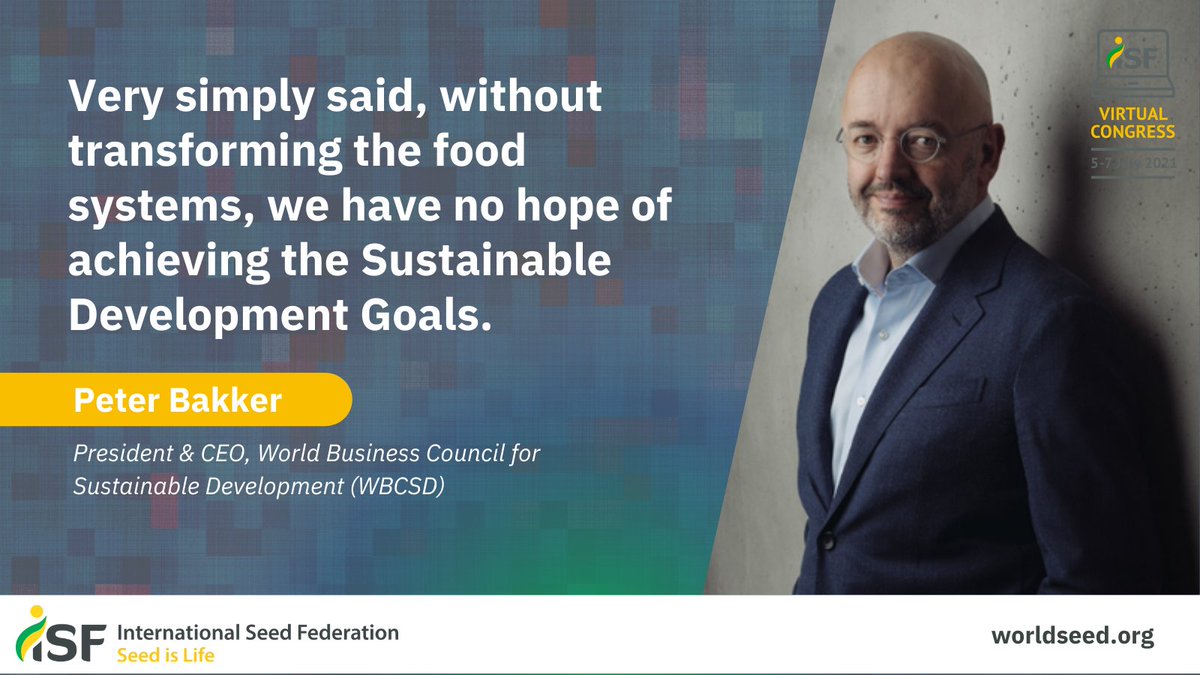 SeedFed's tweet image. Peter Bakker, President &amp;amp; CEO of the World Business Council for Sustainable Development (@WBCSD) reflected on the importance of the UN #FoodSystems Summit 2021 in achieving the #SDGs during his conversation with Claire Doole at #ISFVirtual2021. Watch here: youtu.be/LaJIm_L12Ng