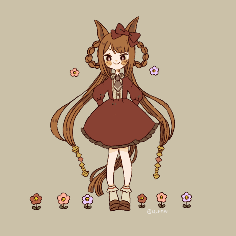 sweep tosho (umamusume) 1girl animal ears horse ears hair rings solo brown hair long hair  illustration images