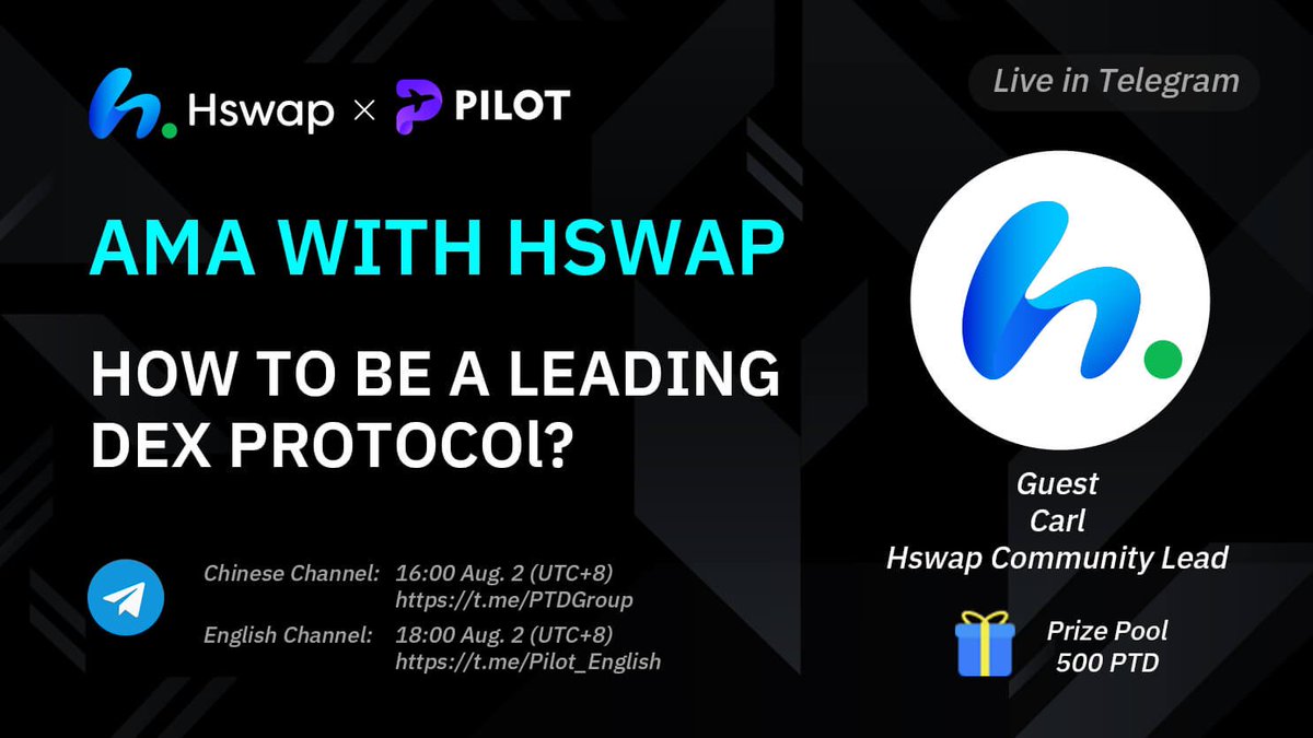 helloworldagi's tweet photo. @HswapDEX x Pilot

AMA with Hswap

How to be a leading dex protocol？
@HECO_Chain 
#defi #Protocol #heco https://t.co/N8fqjOR42A