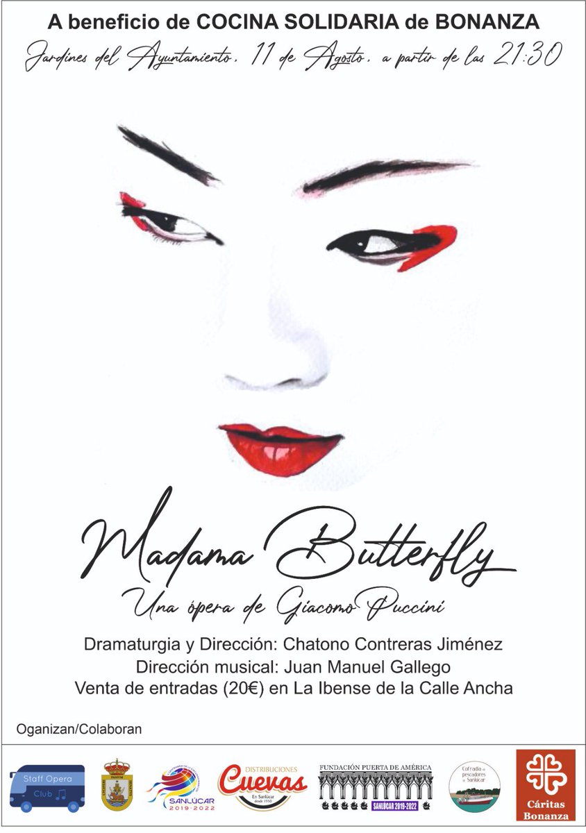 El próximo día 11 de agosto tendré el placer de dirigir Madama Butterfly, con un elenco maravilloso. 
No os lo perdáis!!