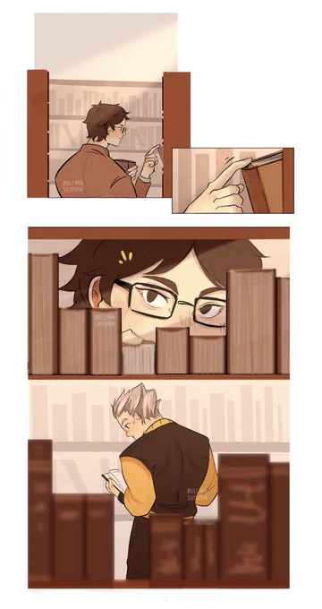 Silent glances 👀
Day 1 :Books 

#bokuakaweek #bkak #hq #bokuaka 