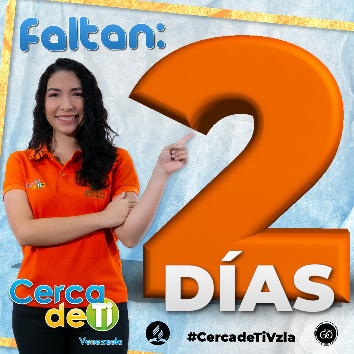 avoccidental's tweet photo. Estamos en la cuenta regresiva de este magno evento 😱 
.
Faltan sólo 2 días 👀 ¡Sí! ¡2 días! 🙌🏽 para estar CERCA DE TI 🥳
.
Sé un voluntario para la honra y gloria de Dios 🙌🏽 no dejes de participar 😎👍🏼
.
Y recuerda: SONRÍE DIOS CREE EN TI 😁😃
.
#CercadeTiVzla https://t.co/N3idxGKE3o