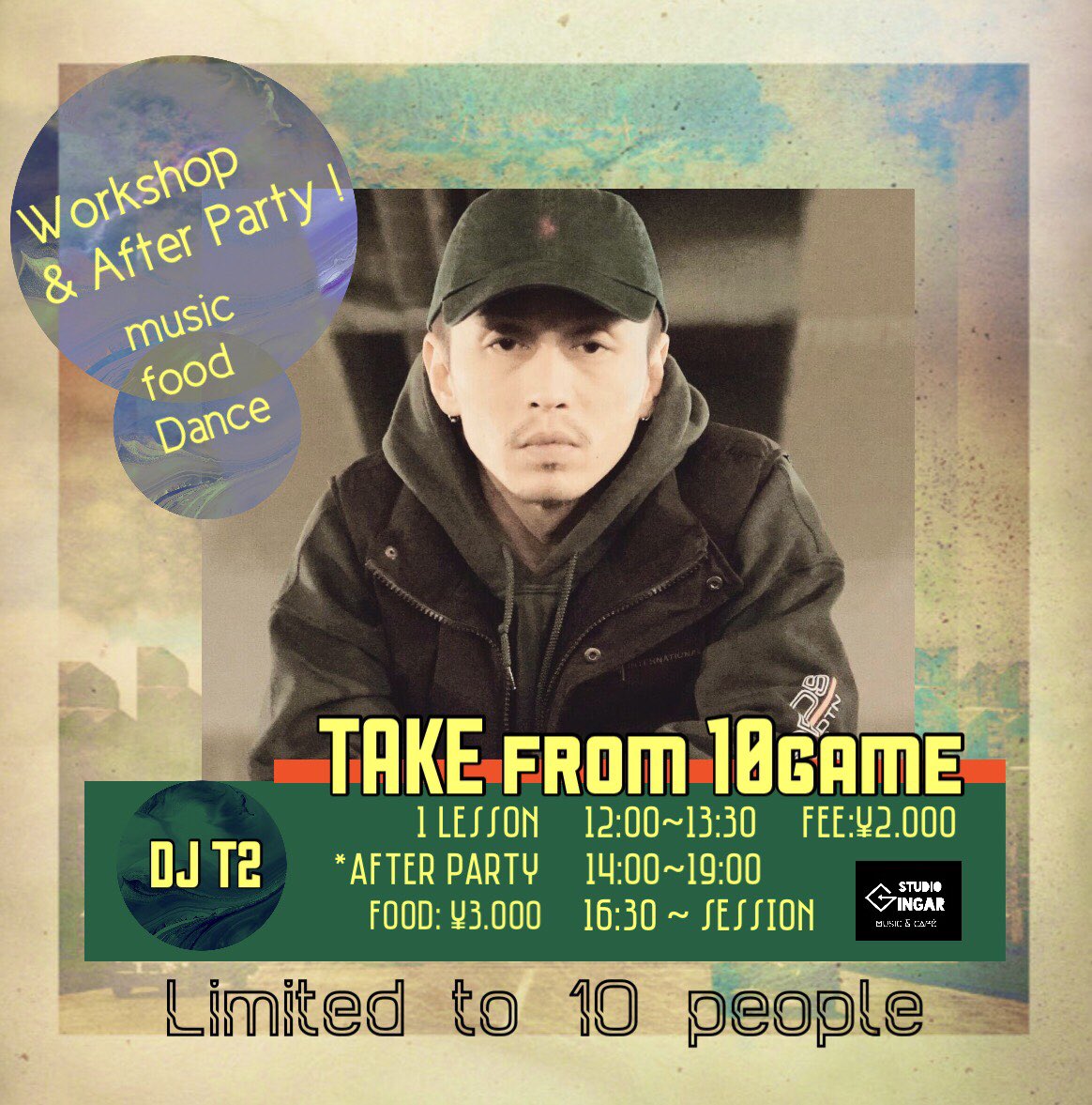 GingarStudio's tweet photo. 2021 8/15

Workshop &amp; After Party !
TAKE from 10game 

12:00~13:30 　限定10名

1Lesson
Fee:¥2.000 

⇅

*After party 
14:00~19:00 
DJ T2 
Food: ¥3.000 

⇅

Workshop後、caféスペースにてBBQをご用意します！

⇅

16:30 ~ Session

Good music &amp; good food https://t.co/5cFYdeZud4