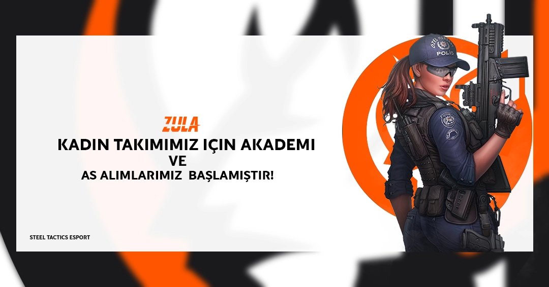 Zula Kadınlar Ligi 3. Sezon için alımlarımız başladı!

Zula Kadın takımımız için As ve Akademi üzerine başlattığımız projede bütün kadın sporcuların başvurularını değerlendiriyoruz.
Sizlerde bu projede yer almak istiyorsanız linktr.ee/steeltacticsba… adresinden başvurabilirsiniz.