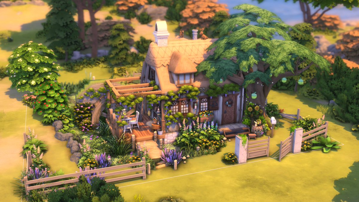 A cute cottage in Brindleton Bay with a water wheel, fields for growing vegetables, chicken coop and lots of flowers! 🐔🌷
🔸 Download: EA ID EisteeRitter - „Small Watermill House“

#Sims4CottageLiving #TheSims4 #ShowUsYourBuilds