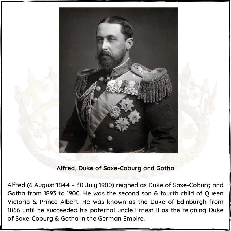 BritishHistorym's tweet photo. #otd 30 July 1900 - Prince Alfred, Duke of Edinburgh, &amp; Duke of Saxe-Coburg and Gotha died (b.1844)

He was the second son &amp; fourth child of Queen Victoria and Prince Albert. 

#princealfred #dukeofedinburgh #royalhistory #Britishmonarchy https://t.co/GYNXyxZwUN