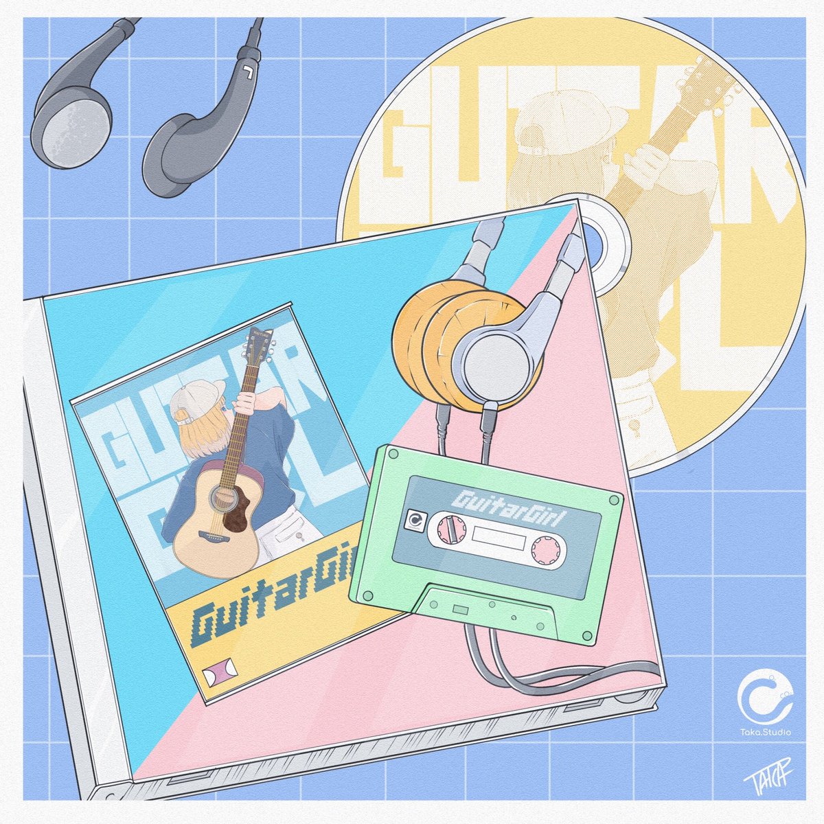 Cd Girl カセットテープをデザインしたcdジャケット 絵描きさ Taka 名古屋のイラストレーターのイラスト