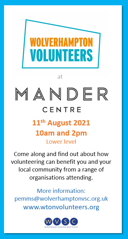WtonVolunteers's tweet photo. Please share and come along and say hi! More info contact pemms@wolverhamptonvsc.org.uk
@Chris_WCR @mark_taylorCPFA @ExpressandStar https://t.co/qkkLtYkOPu