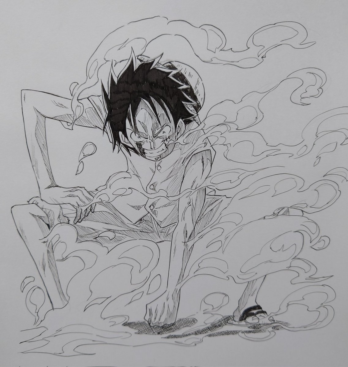 ルフィ ギア2 #絵描きさんと繋がたい #イラスト好きさんと繋がりたい #夏の創作クラスターフォロー祭り #ワンピース #二次創作, image size:1137x1200