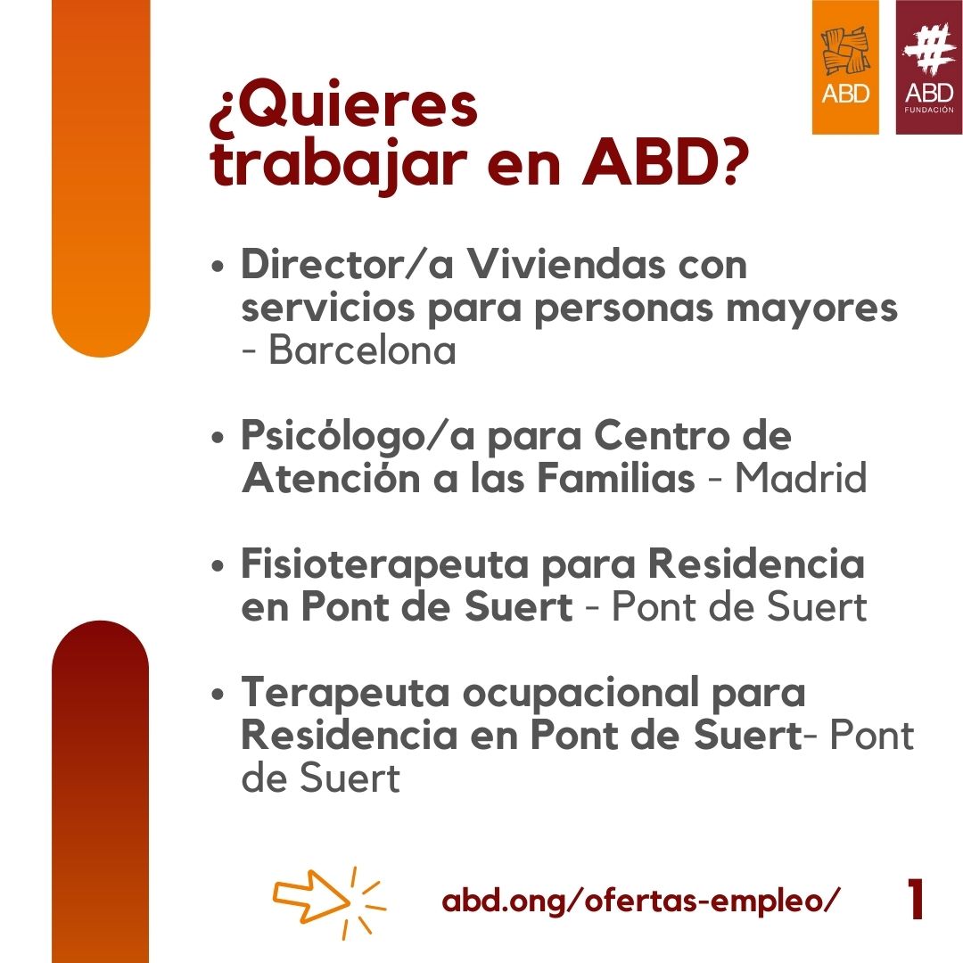 ABD on Twitter: "📣#TrabajaenABD ¿Buscas #empleo en el #tercersector? ¿Te gustaría formar parte de una #ONG? 👉Consulta las #ofertasdetrabajo nuestra web https://t.co/i2febf2W8I / Twitter