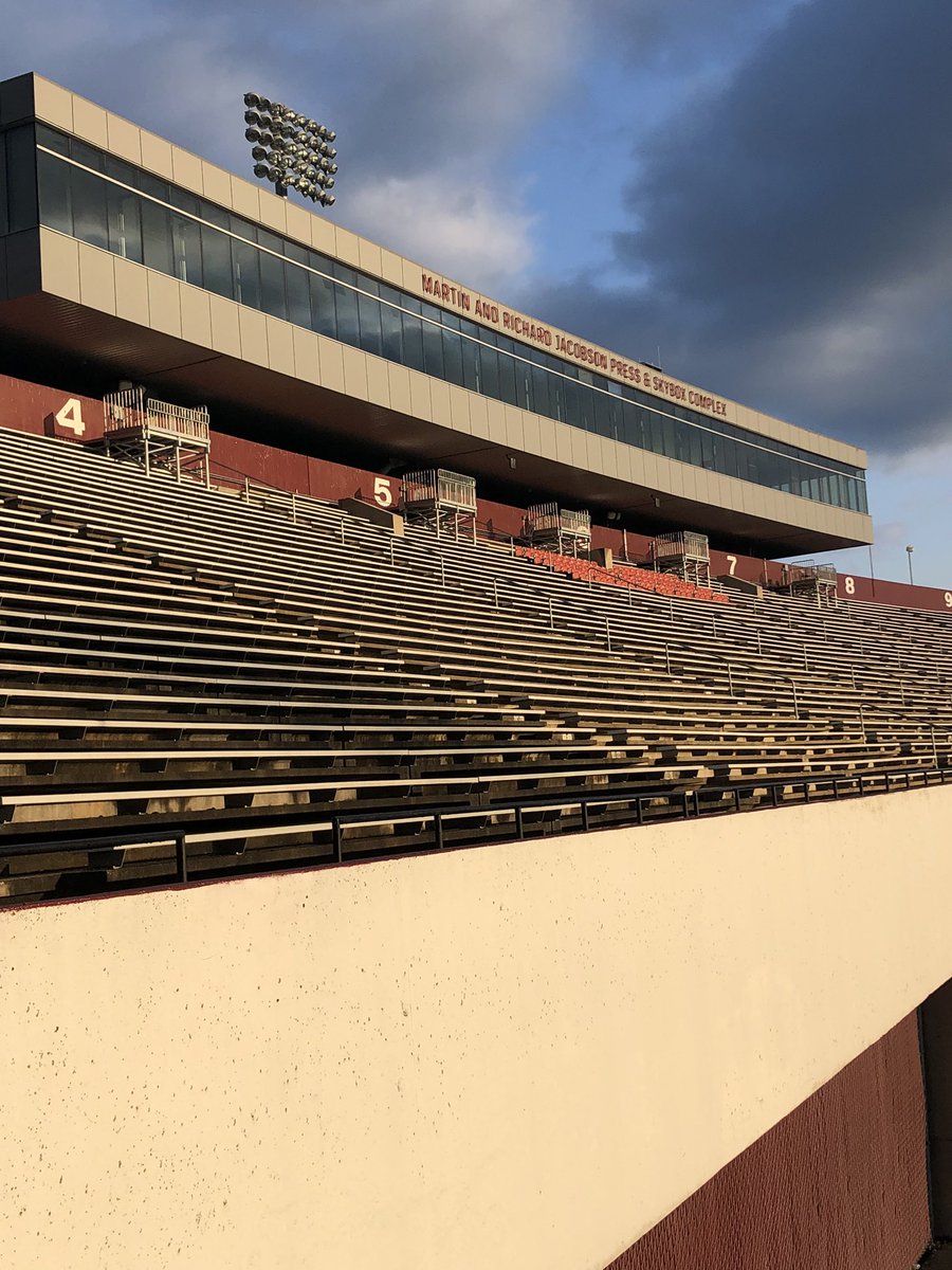 Great way to start the morning, running stadium stairs in McGuirk Stadium under the Jacobson Press and Skybox Complex.