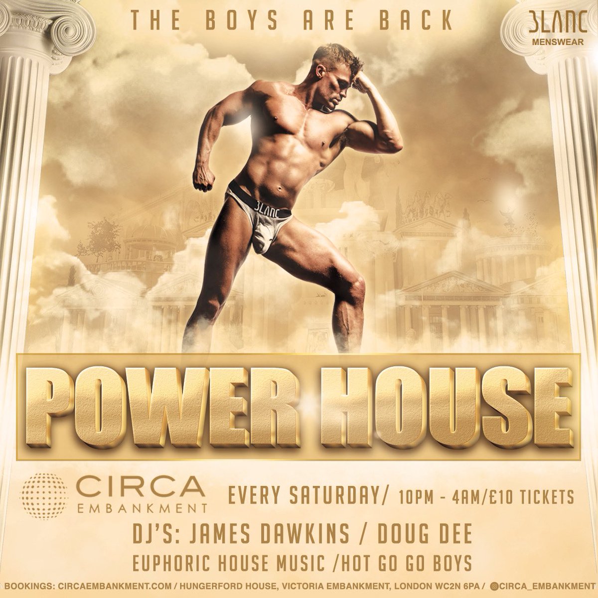 POWERHOUSE 🔥
Londons Let’s Party !
Londons Best DJs &amp; Gogo Dancers 
10pm - 4am 
£10 Entry / Half Price Wristbands from @circa_soho 

CircaEmbankment.Com 🏳️‍⚧️🏳️‍🌈
Londons Premier LGBT VENUE 

#Gay #London #LGBT #Party #Dance #GayClub