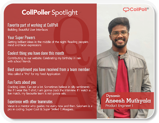 digii__official's tweet photo. "I love failures. It gives me an opportunity to start again with a different mindset. And magic happens when things are done differently." - says Aneesh Muthyala, our Product Engineer. #collpoller #startupstories #edtech #employeespotlight #workculture https://t.co/gcPMHnZv3v