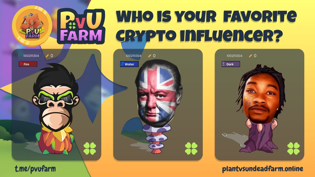 PlantvsUndead Farm (@pvufarmofficial) on Twitter photo Which of these crypto promoters would you like to have in $PVU?
- <a href="/TheLondonCrypto/">The London Crypto</a>
- <a href="/DaCryptoMonkey/">Crypto Monkey</a>
- <a href="/1goonrich/">Quasar.Exe</a>
🌱 EARN PLANT VS UNDEAD TOKENS FOR HOLD 🌱
⚡️Hold PVUFARM and get rewarded in $PVU (<a href="/vs_nft/">Plant vs Undead</a>) on every transaction!
t.me/pvufarm
#BSC #PVU #NFT #GEM Which of these crypto promoters would you like to have in $PVU?
- <a href="/TheLondonCrypto/">The London Crypto</a>
- <a href="/DaCryptoMonkey/">Crypto Monkey</a>
- <a href="/1goonrich/">Quasar.Exe</a>
🌱 EARN PLANT VS UNDEAD TOKENS FOR HOLD 🌱
⚡️Hold PVUFARM and get rewarded in $PVU (<a href="/vs_nft/">Plant vs Undead</a>) on every transaction!
t.me/pvufarm
#BSC #PVU #NFT #GEM