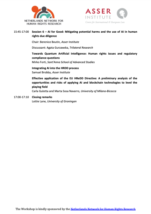 lottielane_'s tweet photo. 📢Mega excited to share the final programme for the @NLNBHR and @TMCAsser workshop on #AI: The New Frontier of Business and Human Rights. Registration is officially open! Big thanks to @NNHRResearch for sponsoring the event🙏 https://t.co/OaTnxT2xjC
#AIEthics #bizhumanrights https://t.co/2bw8CmgQU6