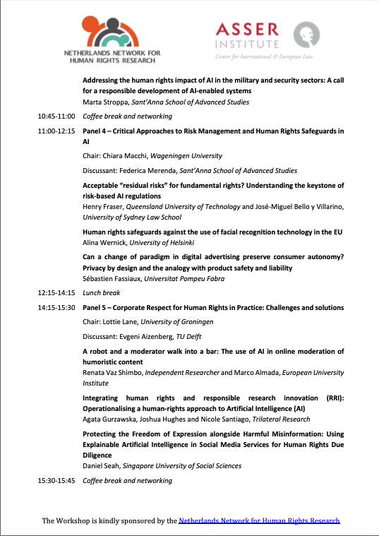 lottielane_'s tweet photo. 📢Mega excited to share the final programme for the @NLNBHR and @TMCAsser workshop on #AI: The New Frontier of Business and Human Rights. Registration is officially open! Big thanks to @NNHRResearch for sponsoring the event🙏 https://t.co/OaTnxT2xjC
#AIEthics #bizhumanrights https://t.co/2bw8CmgQU6