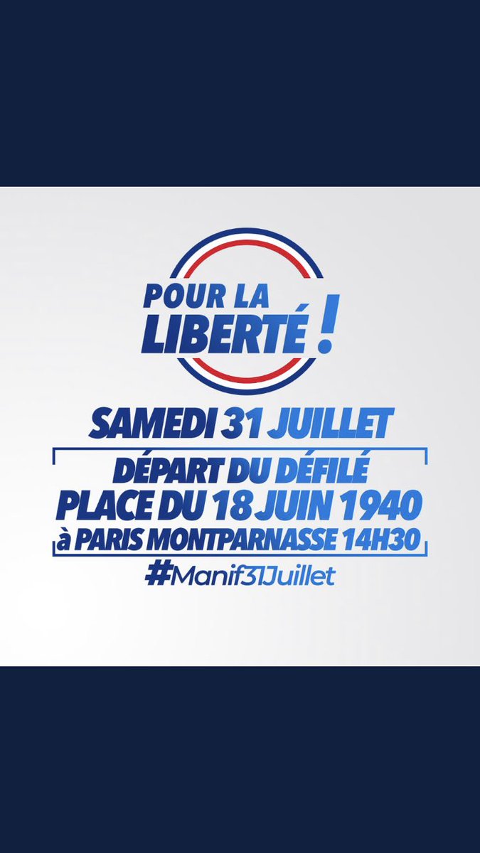 L’heure est grave.
Même en plein été, j’irai manifester pour la Liberté demain à Paris.
Départ à Montparnasse.
Venez nombreux pour faire reculer ce pouvoir méprisant et malfaisant.