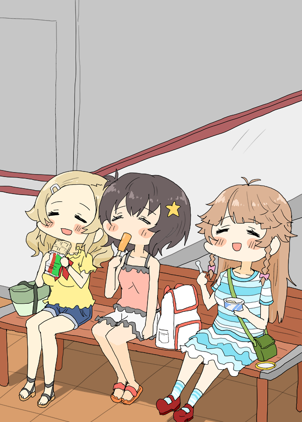 「ミミちゃんミカンちゃんココちゃん #はいふり 」|明日葉トモロウ/ダービーガールズ８【C-33】のイラスト